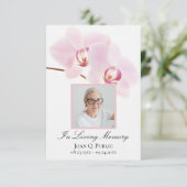 Roze Orchideeën op Witte Begrafenis Memorial Sympa Bedankkaart (Staand voorkant)