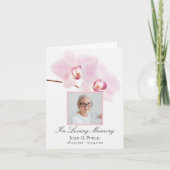 Roze Orchideeën op Witte Begrafenis Memorial Sympa Bedankkaart (Voorkant)