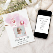 Roze Orchideeën op Witte Viering van het Leven Kaart