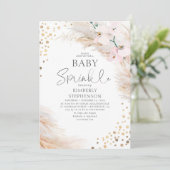 Roze orchideeën Pampas Grass Baby shower Sprinkle Kaart (Staand voorkant)
