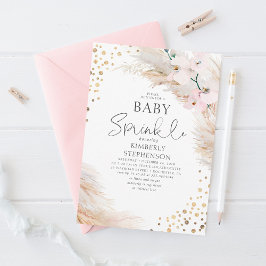 Roze orchideeën Pampas Grass Baby shower Sprinkle Kaart