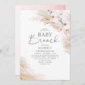 Roze Orchideeën Pampas Grass Brunch Baby shower Kaart (Voorkant / Achterkant)