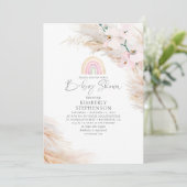 Roze Orchideeën Pampas Grass Rainbow Baby shower Kaart (Staand voorkant)