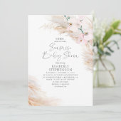 Roze Orchideeën Pampas Grass Surprise Baby shower Kaart (Staand voorkant)