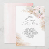 Roze Orchideeën Pampas Grass Surprise Baby shower Kaart (Voorkant / Achterkant)
