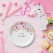 Roze Orchideeën Pampas Grass Tropisch Exotisch Papieren Bordje (Feest)