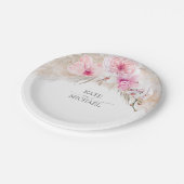 Roze Orchideeën Pampas Grass Tropisch Exotisch Papieren Bordje (Gekanteld)