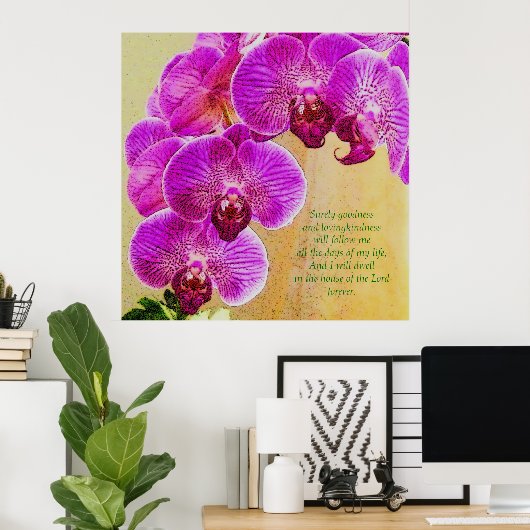 Roze orchideeën psalm 23 aangepaste kunst poster (Thuiskantoor)