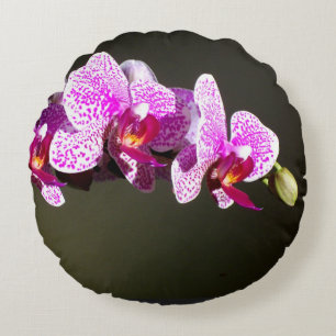 Roze orchideeën rond Sierkussen (16 inch) Rond Kussen