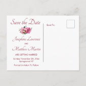 Roze Orchideeën & Rozen Save the Date Aankondigingskaart (Achterkant)