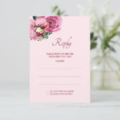 Roze Orchideeën & Rozen Trouwantwoord Kaarten RSVP Kaartje (Staand voorkant)