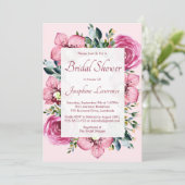 Roze Orchideeën & Rozen Waterverf Vrijgezellenfees Kaart (Staand voorkant)