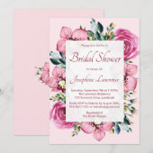 Roze Orchideeën & Rozen Waterverf Vrijgezellenfees Kaart (Voorkant / Achterkant)