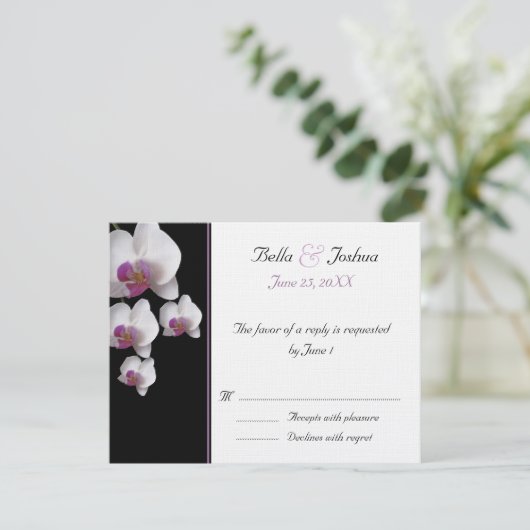 Roze orchideeën RSVP (Staand voorkant)