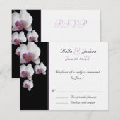 Roze orchideeën RSVP Kaartje (Voorkant / Achterkant)