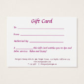 Roze Orchideeën Salon Spa cadeaubon Visitekaartje (Achterkant)