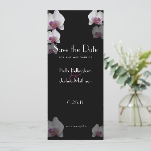 Roze Orchideeën Save the Date Aankondiging (Staand voorkant)