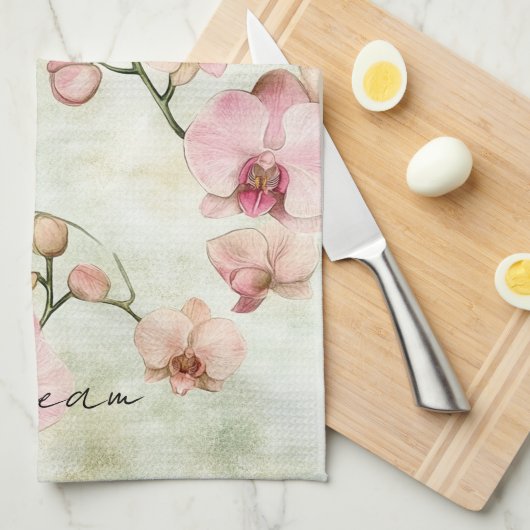  roze orchideeën theedoek (Quarter Fold)