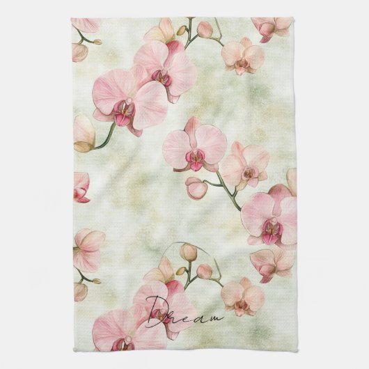 roze orchideeën theedoek (Verticaal)