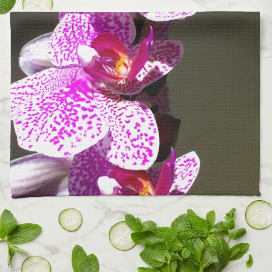 Roze orchideeën theedoek (Gevouwen)