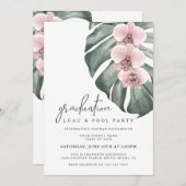 Roze orchideeën tropisch Afstuderen Luau - Pool Pa Kaart (Voorkant / Achterkant)