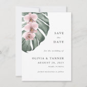 Roze orchideeën tropisch paradise Sla de datum op Kaart (Voorkant)