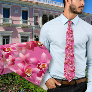 Roze Orchideeën Trouw Halsband Voor De Bruidegom Stropdas