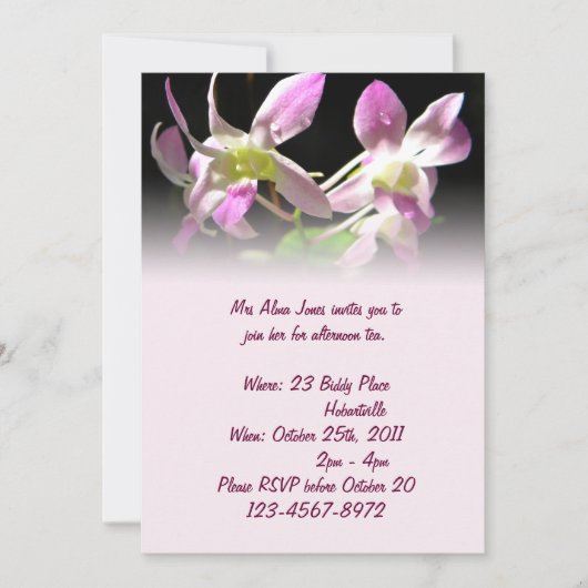 Roze Orchideeën Uitnodiging (Voorkant)