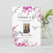 Roze Orchideeën Uitnodiging voor begrafenis (Staand voorkant)