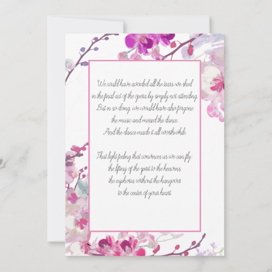 Roze Orchideeën Uitnodiging voor begrafenis (Achterkant)