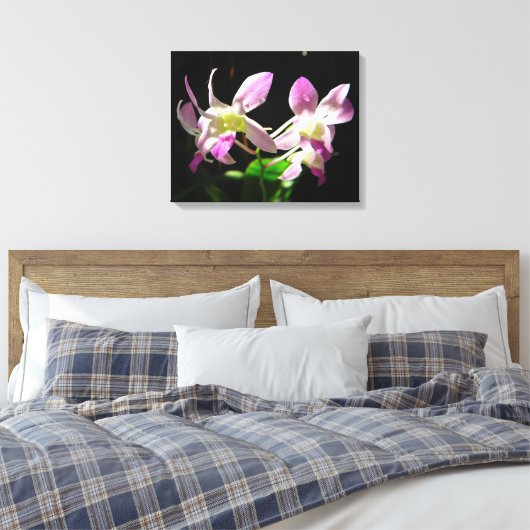 Roze Orchideeën Verpakt Canvas (Insitu (Slaapkamer))