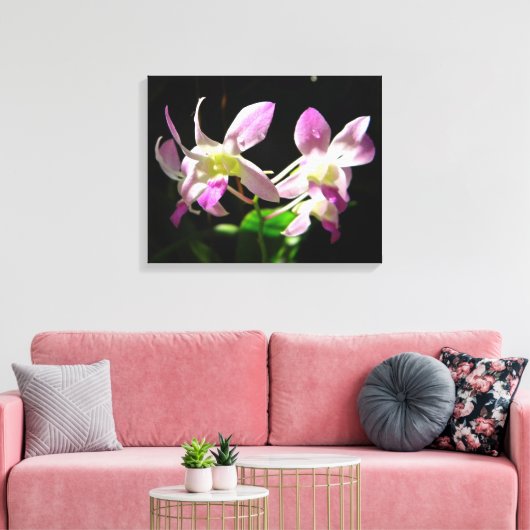 Roze Orchideeën Verpakt Canvas (Insitu (Woonkamer))
