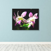 Roze Orchideeën Verpakt Canvas (Insitu (Houten vloer))