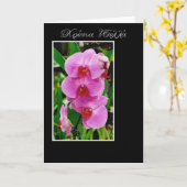 Roze orchideeën voor de Griekse Dag van de Naam Kaart (Gele Bloem)