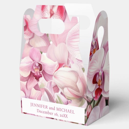 Roze Orchideeën Waterverf Favoriete Dozen Bedankdoosjes (Geopend)