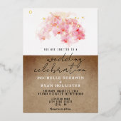Roze orchideeën Waterverf Oud papier bruiloft goud Folie Uitnodiging (Voorkant)
