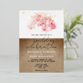 Roze orchideeën Waterverf Oud papier bruiloft goud Folie Uitnodiging (Staand Voorkant)