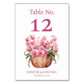 Roze Orchideeën Waterverf Trouwtafel Nummer Kaart (Voorkant)