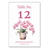 Roze Orchideeën Waterverf Trouwtafel Nummer Kaart (Achterkant)
