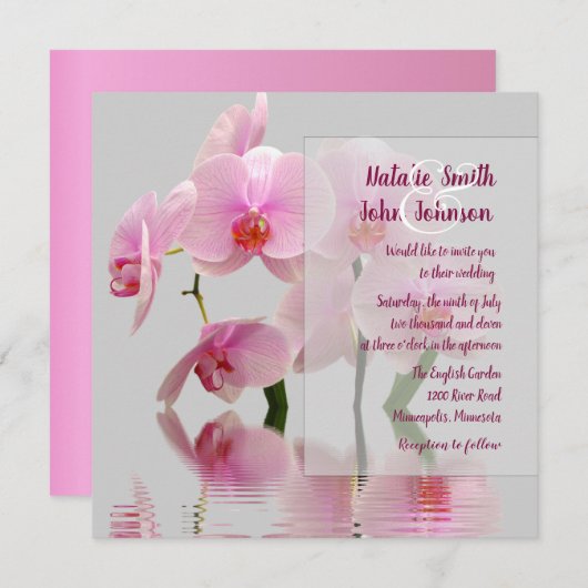 Roze orchideeën Weddenschap Kaart (Voorkant / Achterkant)