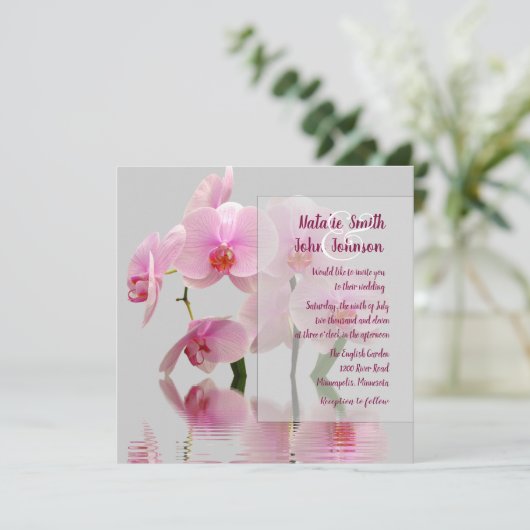 Roze orchideeën Weddenschap Kaart (Staand voorkant)