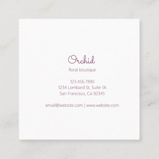 Roze Orchids Flowers Vierkante Visitekaartje (Achterkant)