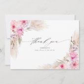 Roze Orchids Pampas Grass Shower Dank u Bedankkaart (Voorkant)
