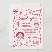 Roze oren verjaardagsfeestje bedankkaart (Voorkant)