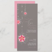 Roze Origami Hanging Ornament Lights Asian Wedding Kaart (Voorkant / Achterkant)