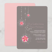 Roze Origami Hanging Ornament Lights Asian Wedding Kaart (Voorkant / Achterkant)