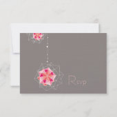 Roze Origami Hanging Ornament Lights Asian Wedding RSVP Kaartje (Achterkant)