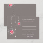 Roze Origami Hanging Ornament Lights Asian Wedding RSVP Kaartje (Voorkant / Achterkant)