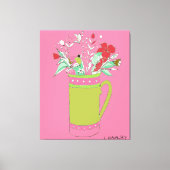 Roze originele bloemen in een Mok Canvas Afdruk (Voorkant)
