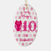 Roze ornament 10th Birthday Foto Ornament (Rechts)
